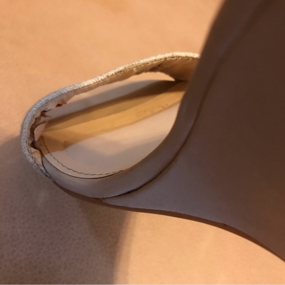 Vince Camuto Stretchy Strap Nude Wedge Heels, 8.5 - Picture 7 of 8